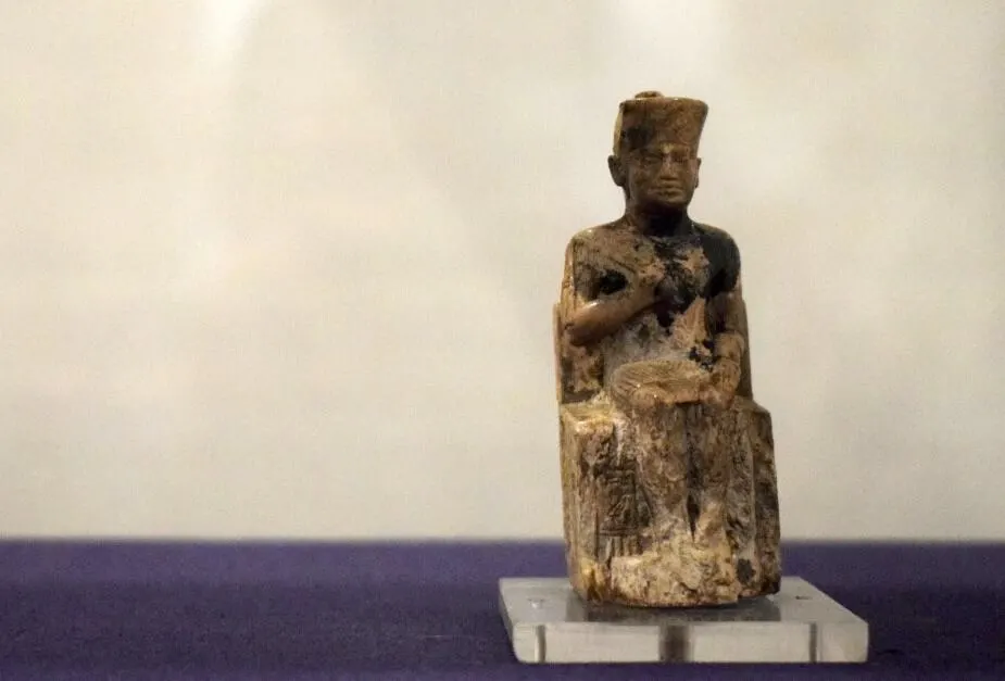 Tiny figure of Khufu or Chiops at the Egyptian Museum Cairo