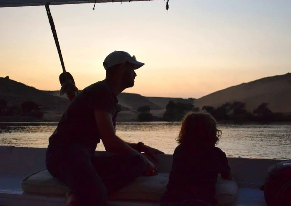 Sunset sailing on the Nile Aswan Egypt
