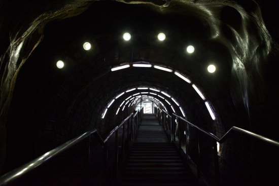 Descending into the Salina Turda in Transylvania