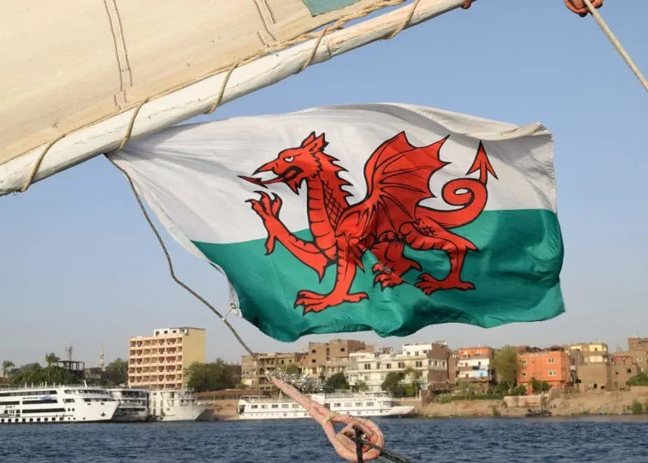 Welsh flag on a felucca Egypt