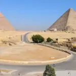 View of the pyramids and spink from a hotel in Egypt