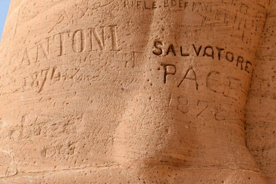 ancient graffitti at abu simbel egypt salvatore pace
