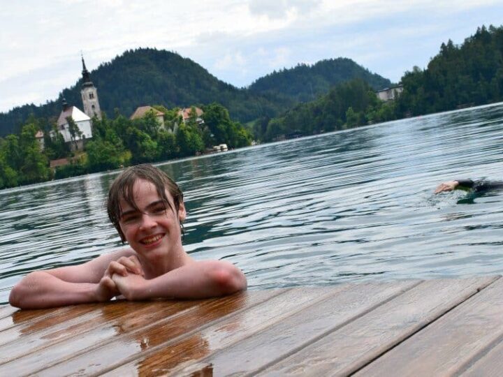Slovenia swimming in lake bled