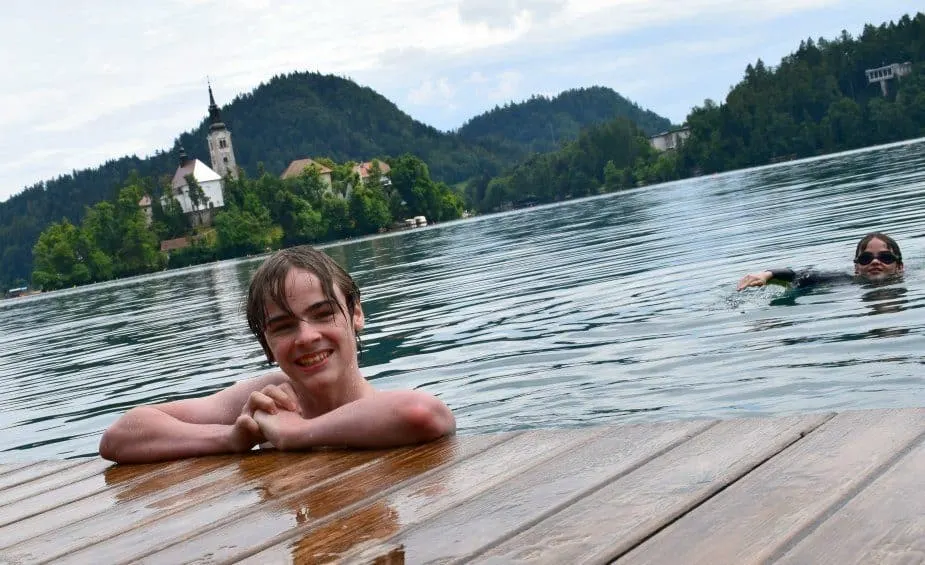 Slovenia swimming in lake bled