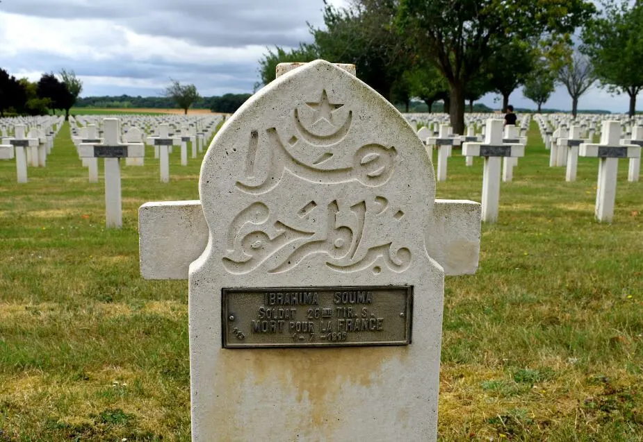 Somme Muslim grave in cemetary. Muslim soldiers fought for France