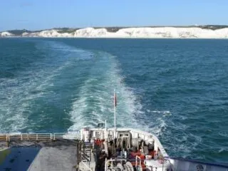 The white cliffs of dover. European Road trip and car ferry to Europe