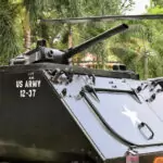 Saigon museum. US military tank from the Vietnam war. The kids loved this!