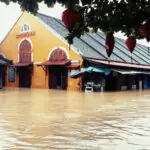 Hoi An Flooding around the central market building and stalls