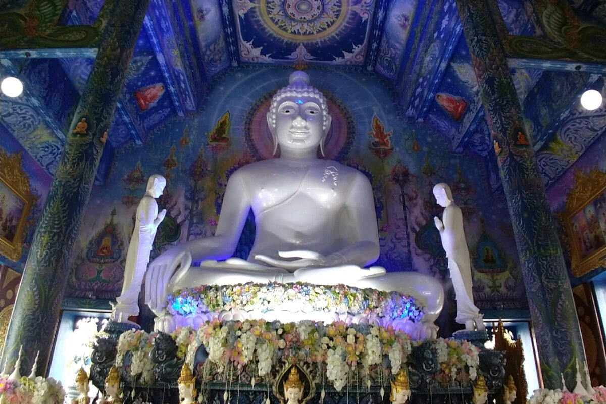 White Buddha in Blue Temple Near Chiang Rai Thailand