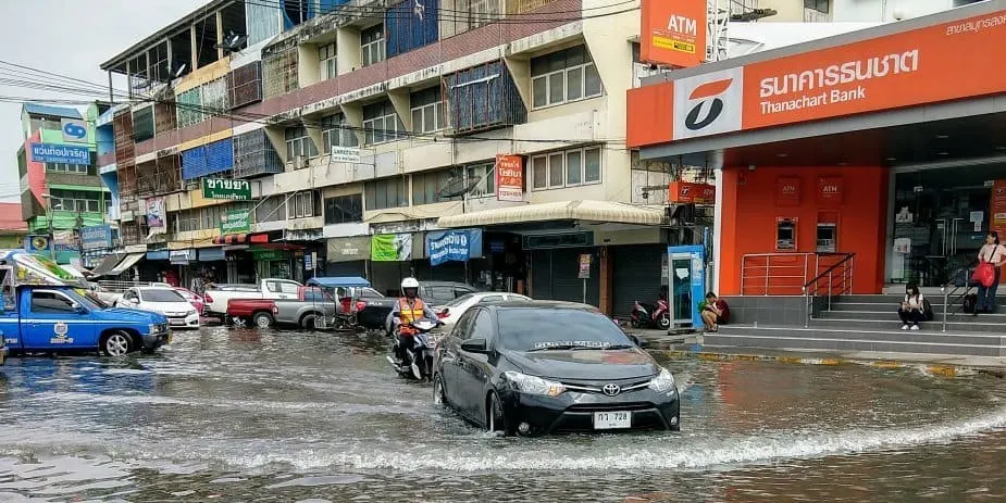 Flooding Maeklong Railway Market