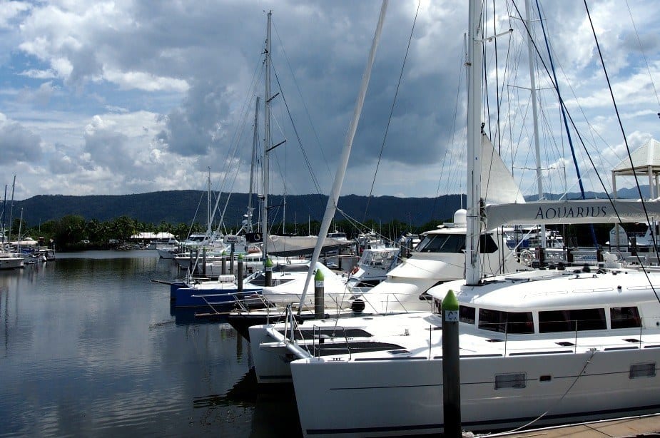 Aquarius reef cruise ship in berth at Port Douglas 