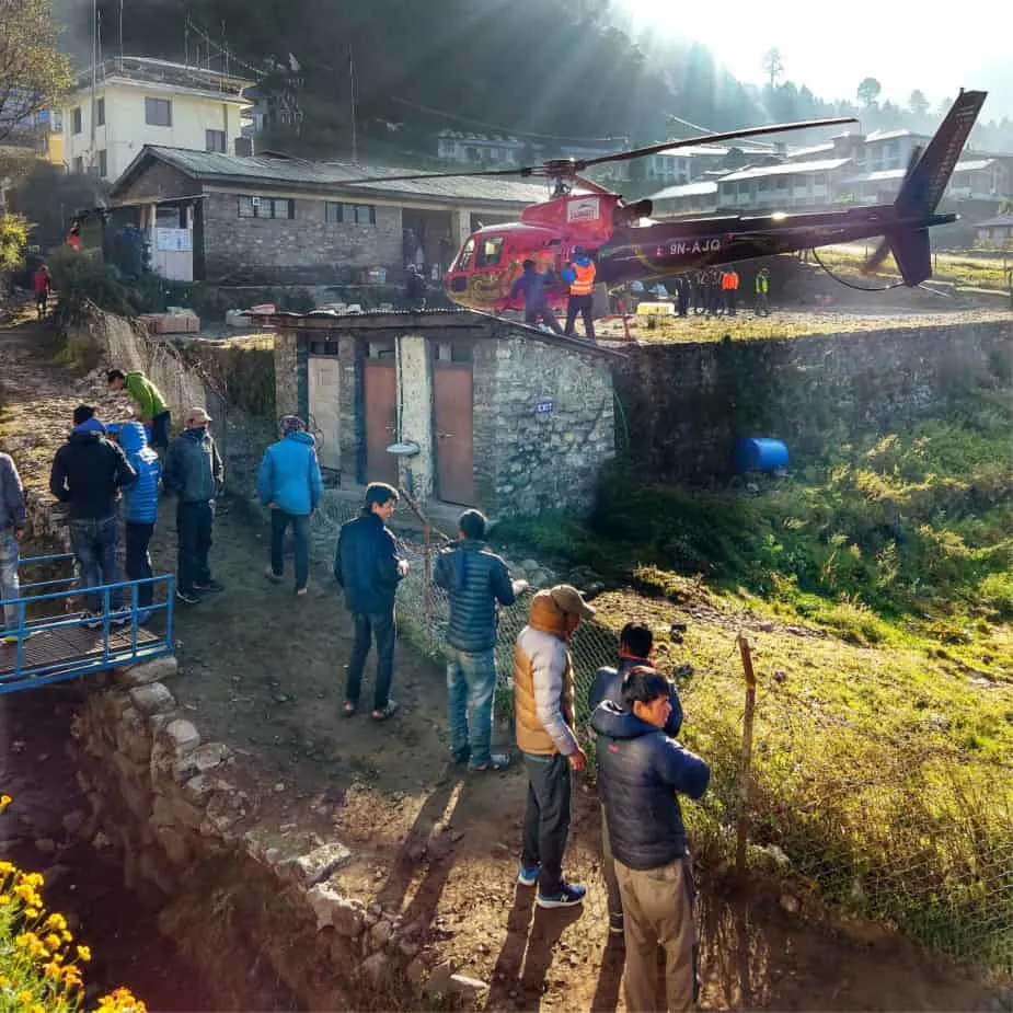 Helicopter at Lukla Airport Nepal