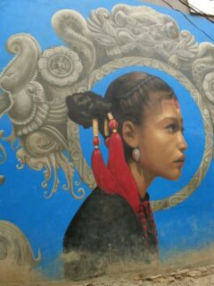 Freak Street Kathmandu street art Newari girl