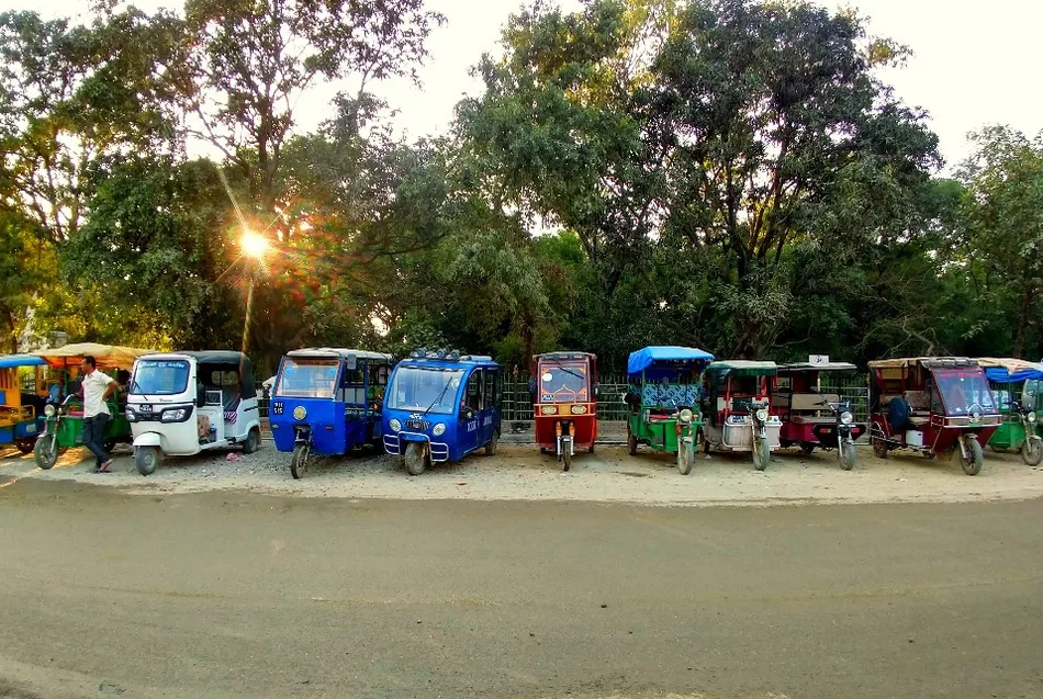 Getting around Lumbini Nepal Tuk Tuk costs