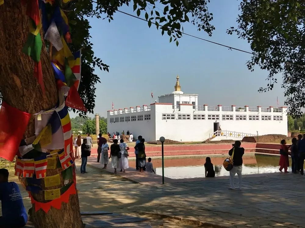 Lumbini Nepal. The place of Buddha's birth. Maya Devi Temple and the pond she bathed in before giving birth to Siddhartha Gautama