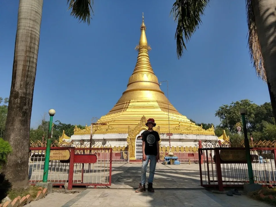 The Myanmar Gold Stupa inside the Peace Park at Lumbini Nepal