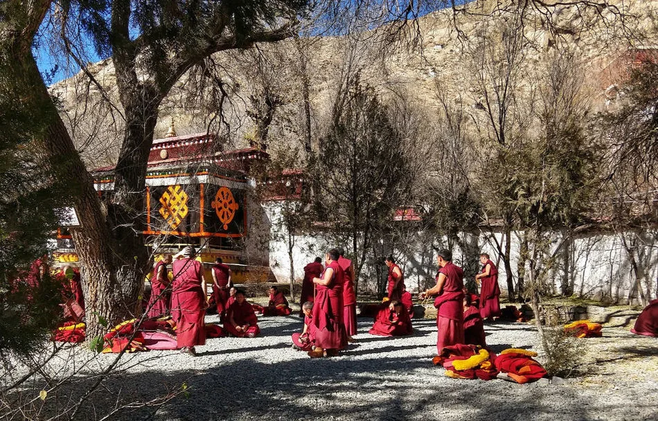 Senior monks debating at Sera Monastery Tibet