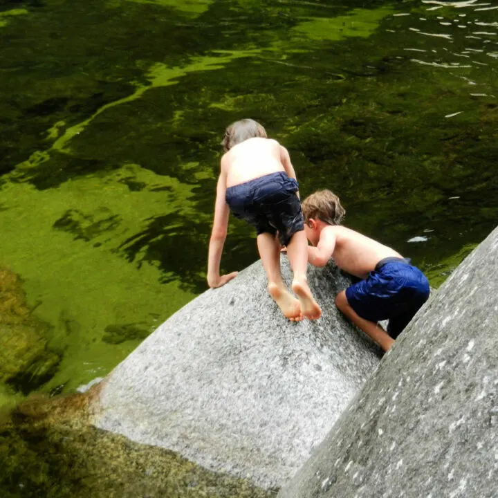 Australia is the perfect place to swim in a ffesh water stream. My kids, co creators of this Australia travel blog