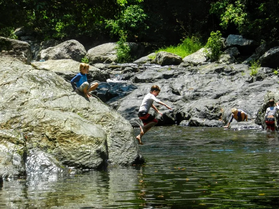 kids swimming at Crystal Cascades Cairns Swimming Hole