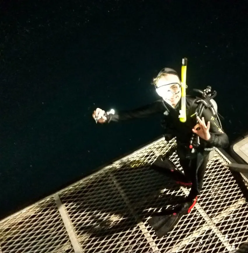 Night diving on a liveaboard