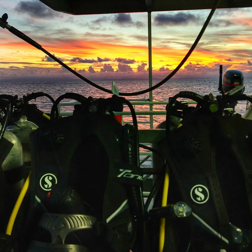 dive gear on liveaboard dive trip