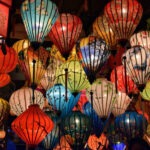 Hoi An's famous coloured lanterns by night