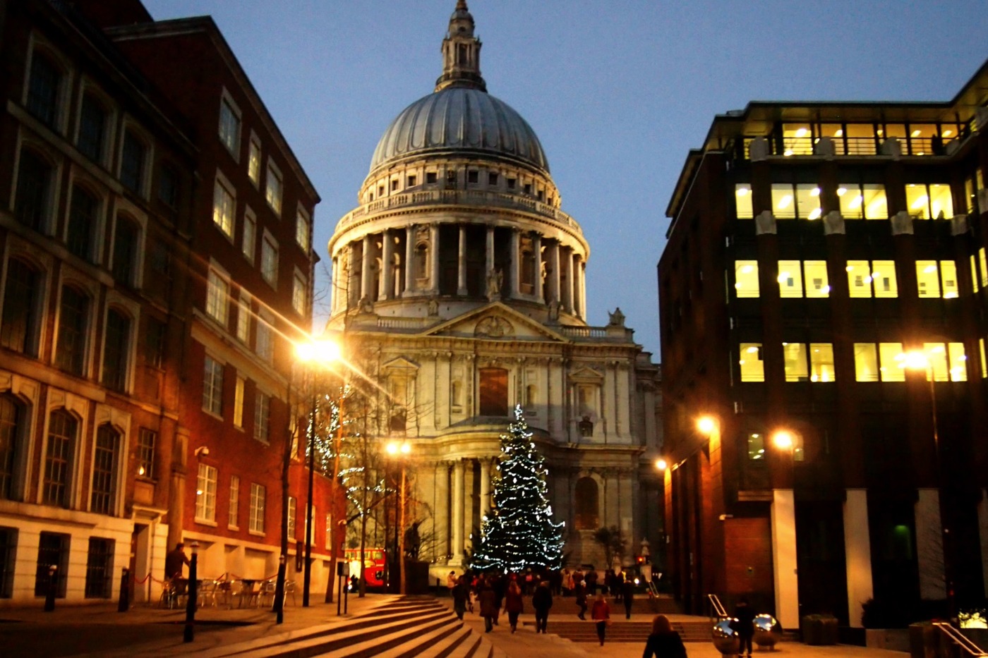 London Christmas scene, St Pauls and a Christmas Tree.