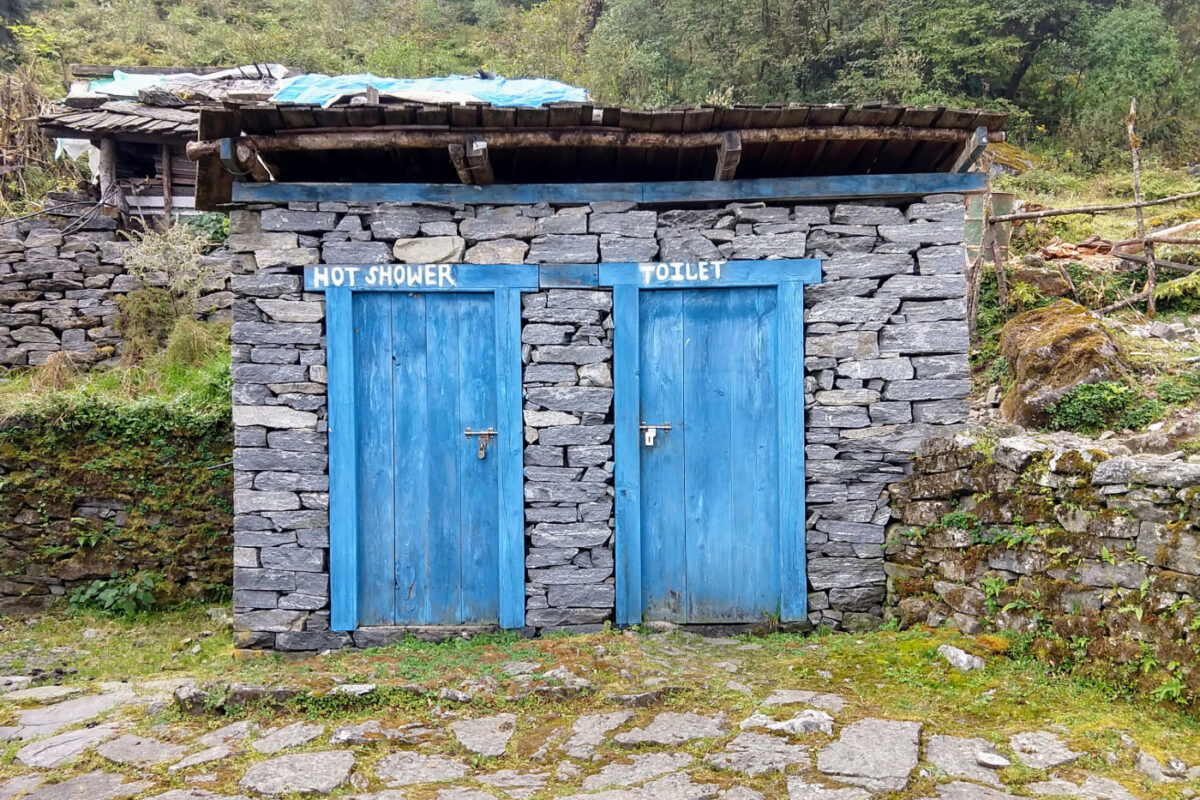 Outdoor shower and toilet in Nepal