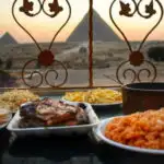 Food in Egypt Dining in Cairo Egypt pyramids view