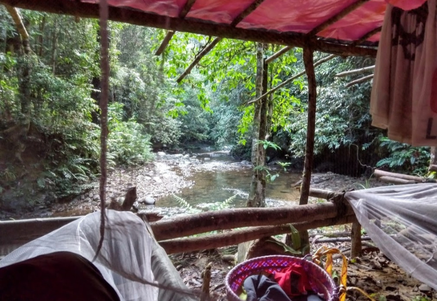 Iban hunting camp jungle trekking and camping in Sarawak Borneo