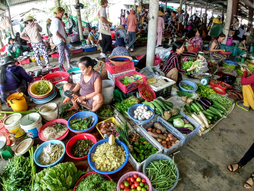 A market in Hue Vietnam. Local ingredients Bun Boh Hue
