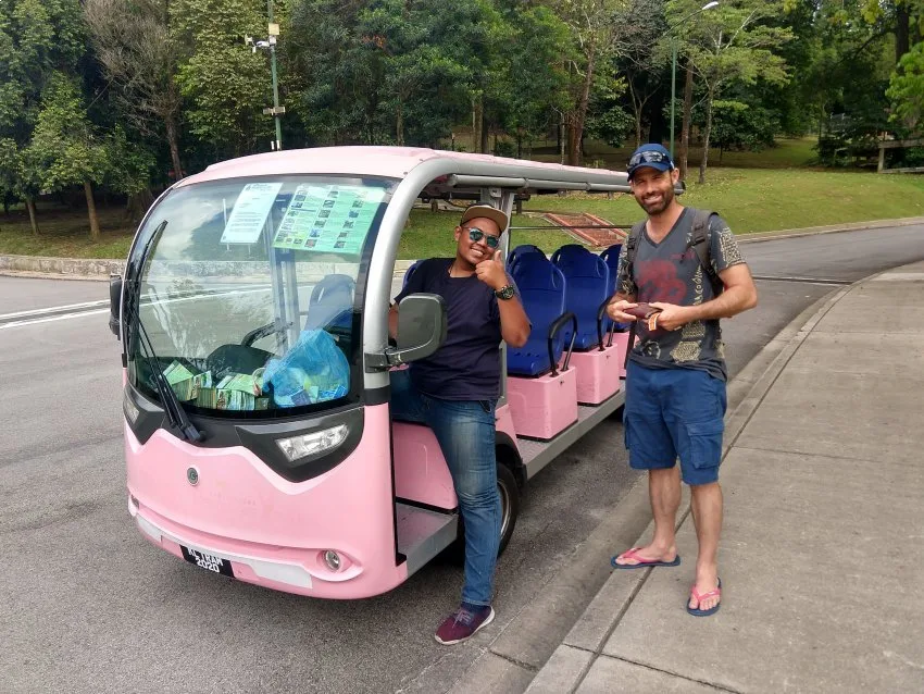 Botanical gardens shuttle bus getting around with kids