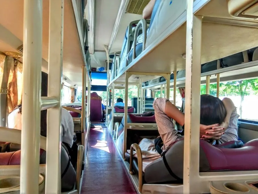 Inside Vietnam sleeper bus Ho Chi Minh to Hoi An by Bus