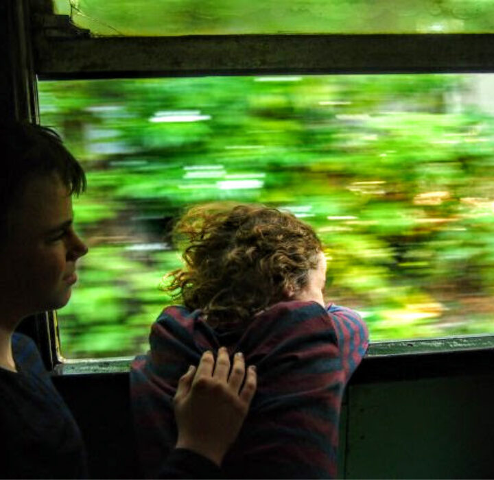 kids enjoying train ride Train from Colombo to Galle Sri Lanka