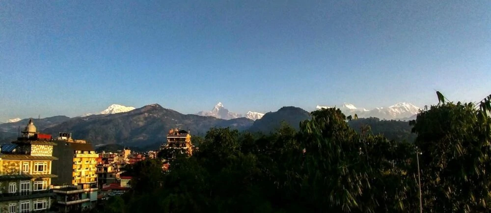 mountain views from hotel rooftops pokhara