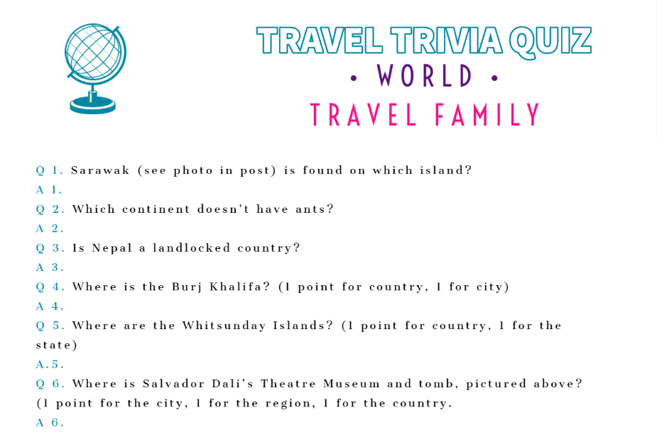 Family Travel Trivia Quiz Questions World Travel Family