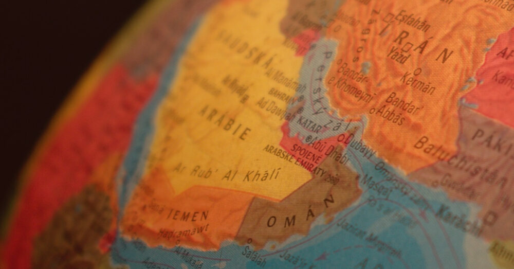 Dubai on a map in the middle east