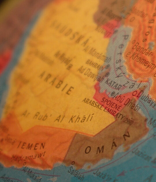 Dubai on a map in the middle east