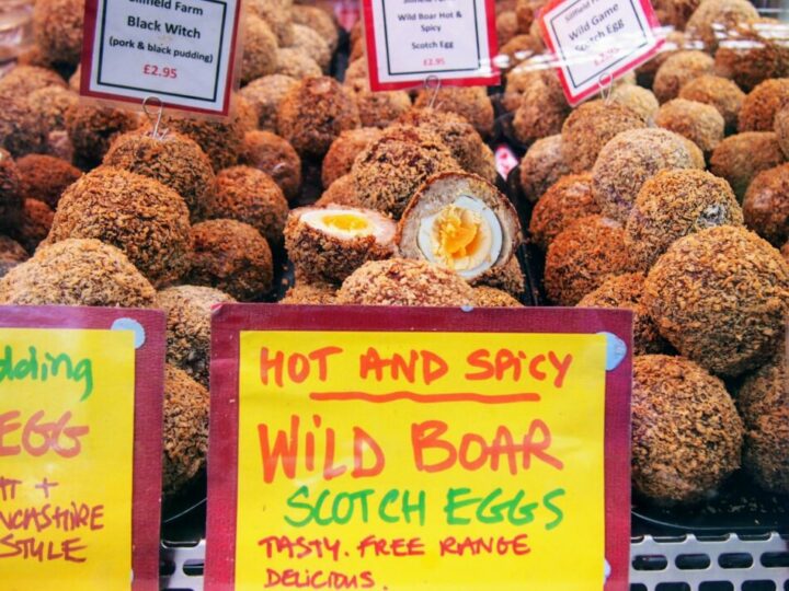 British food market Scotch eggs