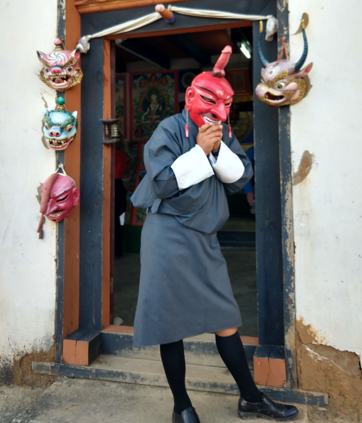 Traditional Bhutan Costume and bhutanese penis mask