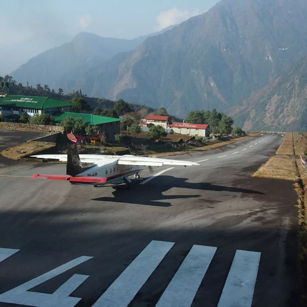 plane taking off at lukla airport