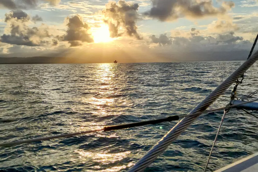 sunset sailing from port douglas at Christmas