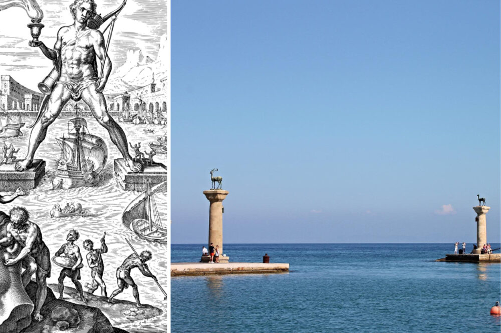 The colossus of rhodes statue today and artist's impression