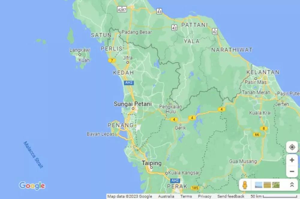 Map showing Penang and Langkawi