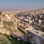 view of Amman Jordan from the Roman ruins above the city.