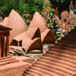 Terracotta modely of the world's most famous landmarks at the pottery museum within the pottery village.