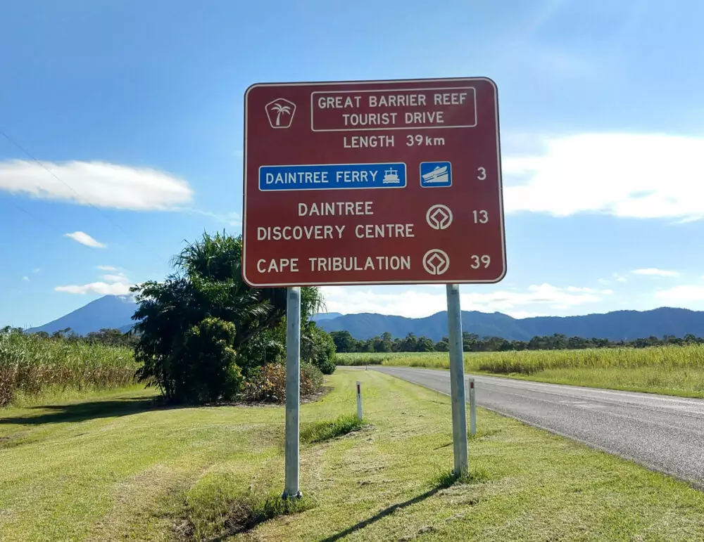Cairns to Daintree Drive Signpost