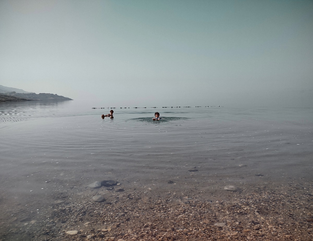 kids swimming in The Dead Sea