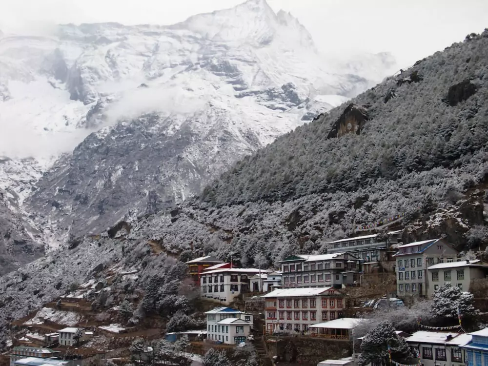 Snow on trek in Nepal