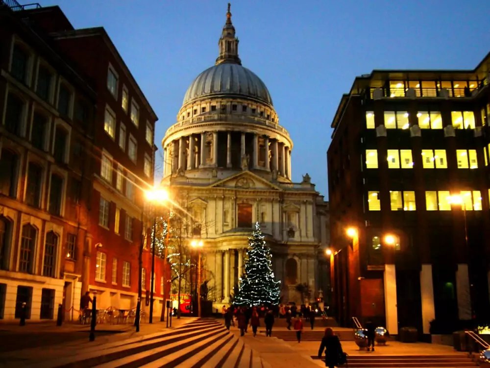 London at Christmas lights treee